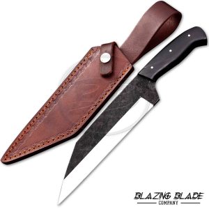 Highcarbon Steel Buffalo Horn Seax Knife with leather sheath | 9142