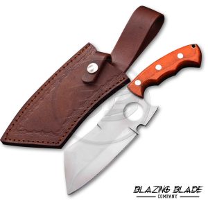 High Carbon Steel Orange Hardwood Chopper Knife With Sheath | 9148