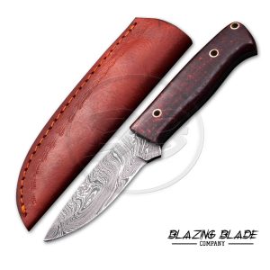 Handmade Damascus Steel Micarta Skinner Knife with Sheath | 8971
