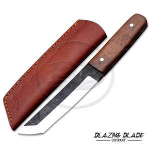 High Carbon Steel Rosewood Japanese Style Tanto Knife with Sheath | 9079