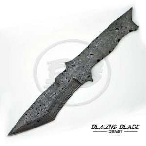 Damascus Steel Raindrops Pattern FULLTANG Tanto Blank Blade Knife for knife making | 1004