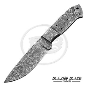 Damascus Steel Firestorm Pattern FULLTANG Skinner Blank Blade for knife making | 1019