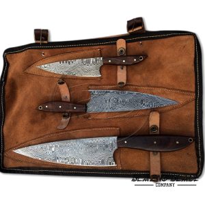 Set of 3 Damascus Steel Rosewood Handle Chef Knives Set with Sheath / Cover | Kitchen Knives Set | 116