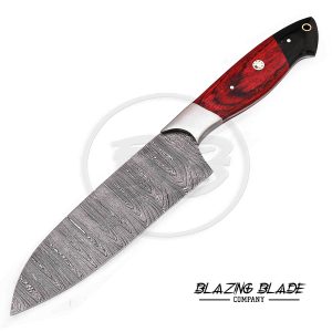 Damascus Steel Red Hardwood Handle Chef Knife | Kitchen Knife | 133