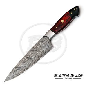 Damascus Steel Red Hardwood Handle Chef Knife | Kitchen Knife | 135