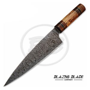 Damascus Steel Olivewood Handle Chef Knife | Kitchen Knife | 142