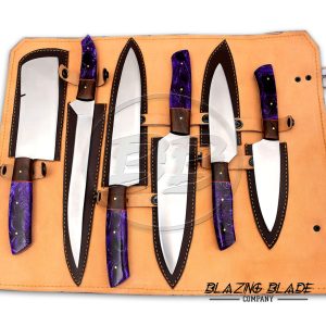 Set of 6 Stainless Steel Resin Handle Chef Knives Set with Sheath / Cover | Kitchen Knives Set | 150