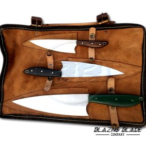 Set of 3 Stainless Steel Micarta and Rosewood Handle Chef Knives Set with Sheath / Cover | Kitchen Knives Set | 152