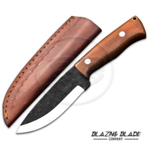 High Carbon Steel Brown Micarta Bushcraft Knife with Sheath | 9156