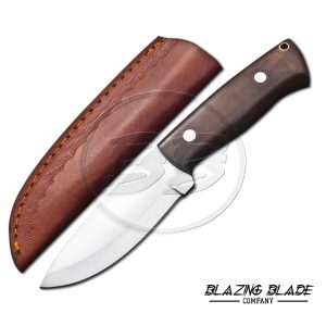 High Carbon Steel Brown Micarta Bushcraft Knife with Sheath | 9158