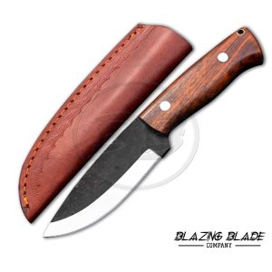 High Carbon Steel Rosewood Bushcraft Knife with Sheath | 9160