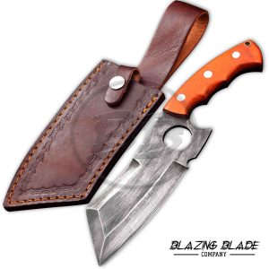 High Carbon Steel Orange Hardwood Chopper Knife With Sheath | 9161
