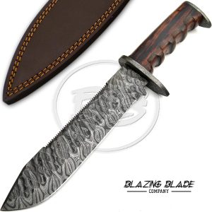Damascus Steel Rosewood Handle Bowie Knife with Sheath | 2005