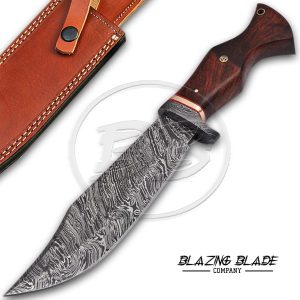 Damascus Steel Rosewood Handle Bowie Knife with Sheath | 2007