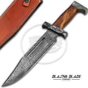 Damascus Steel Rosewood Handle Bowie Knife with Sheath | 2008