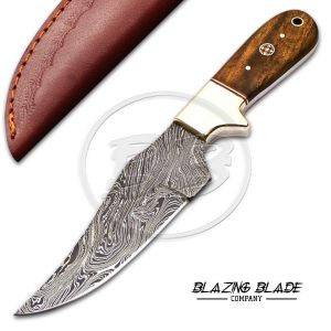 Damascus Steel Rosewood Handle Bush craft Knife with Sheath | 3002