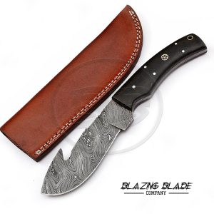 Damascus Steel Micarta Handle Gut hook Knife with Sheath | 3006