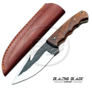 High Carbon Steel Rosewood Gut Hook Knife with Sheath | 3007