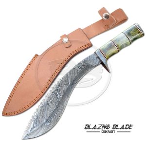 Damascus Steel Bone Handle Kukri Knife with Sheath | 3015