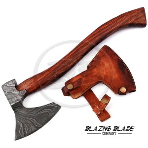 Damascus Steel Rosewood Handle Elite Woodsman Viking Axe with Sheath | 5002