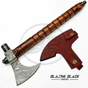Damascus Steel Smoke Axe with Sheath | 5003