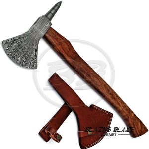 Damascus Steel Rosewood Handle Gold Digger Axe with Sheath | 5004