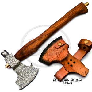 Damascus Steel Smoke Axe with Sheath | 5005