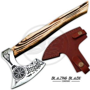 Carbon Steel Ash Wood Handle Medieval Axe with Sheath | 5015