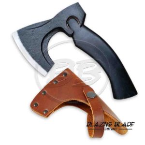 High Carbon Steel Wood Handle Small Bearded Axe with Sheath | 5021