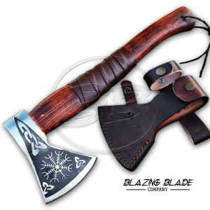 High Carbon Steel Rose Wood Handle Tomahawk Axe with Sheath | 5022