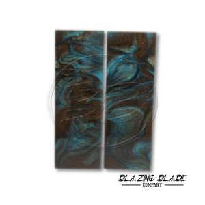 4.5"X1.5" Brown and Sky Blue Color Resin Scales for Knife Making | DIY | 3063