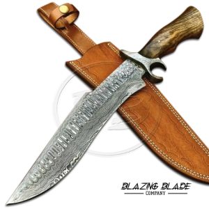 Damascus Steel Olivewood Handle Kukri Knife with Sheath | 3077